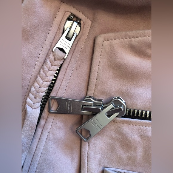 All Saints Leather Suede Dusty Rose Pink color Biker Jacket size M - Picture 12 of 15